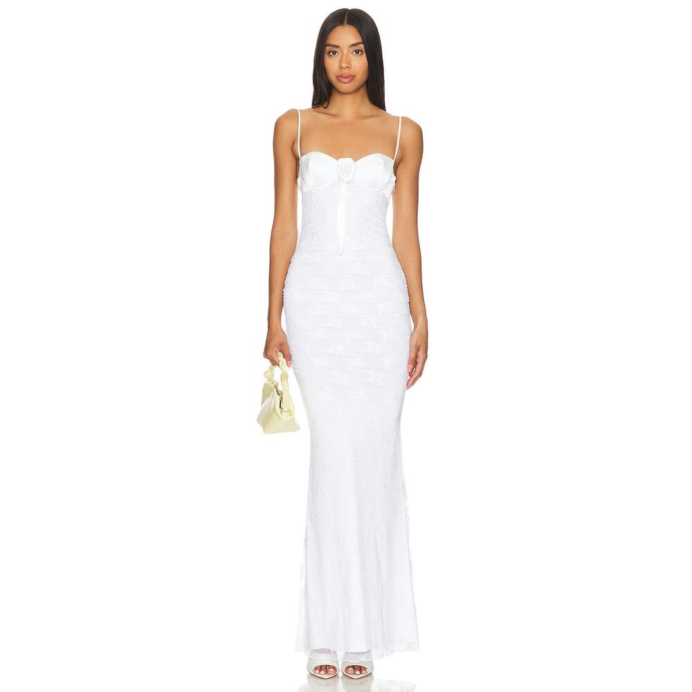 Majorelle Leonie Floral Lace Rosette Maxi Bridal Wedding Coquette Cocktail S - Picture 2 of 13
